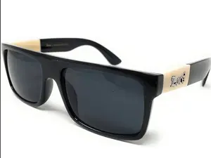 LOCS Glossy Black Ivory Accent Squared Flat Top Sunglasses Unisex Full Frame Designer OG Street Biker Gangster Cholo Designer Hardcore Shades | Original & Authentic Locs
