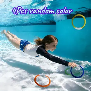 Vibrant Submersible Retrieval Rings 4pc Set | Pool Bottom Dive Targets | Weighted Design for Quick Sinking | High-Contrast Colors for Deep Water Visibility | Freediving Practice Aid for Adults | US Pool Gear