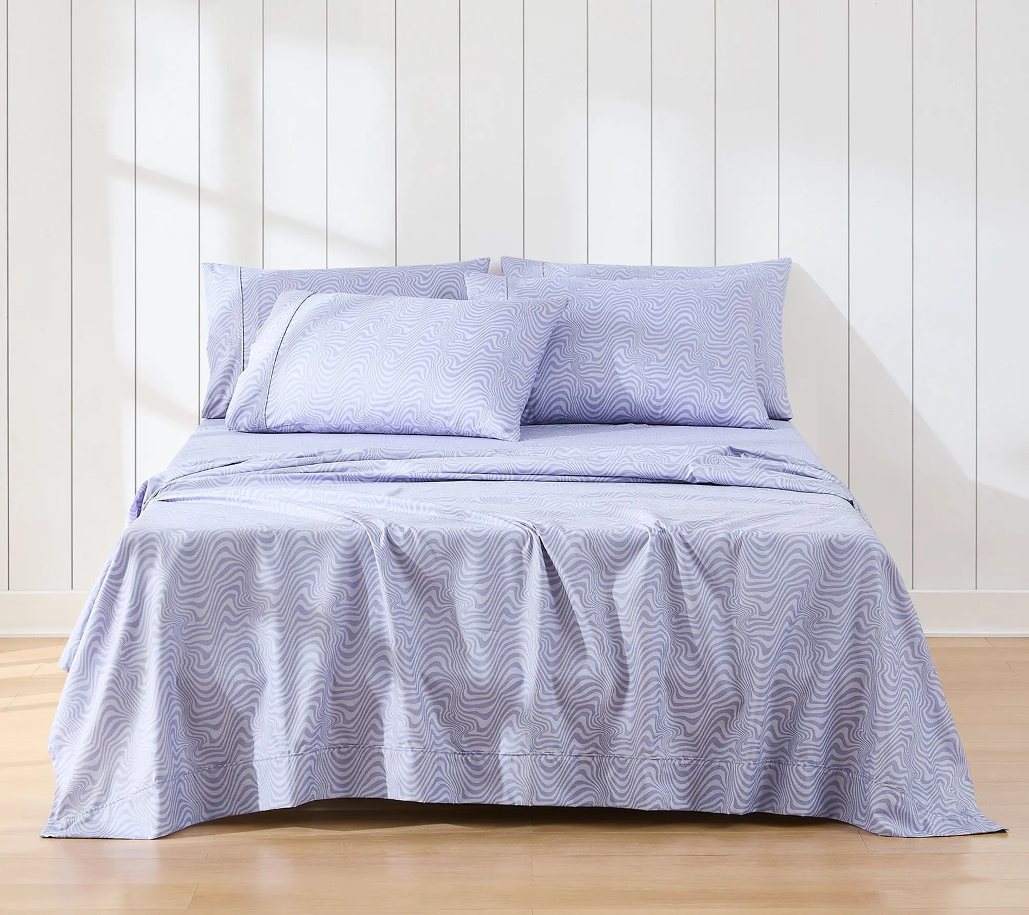 Lush Decor Retro Waves Sheet Set Violet 6-Piece Set Queen