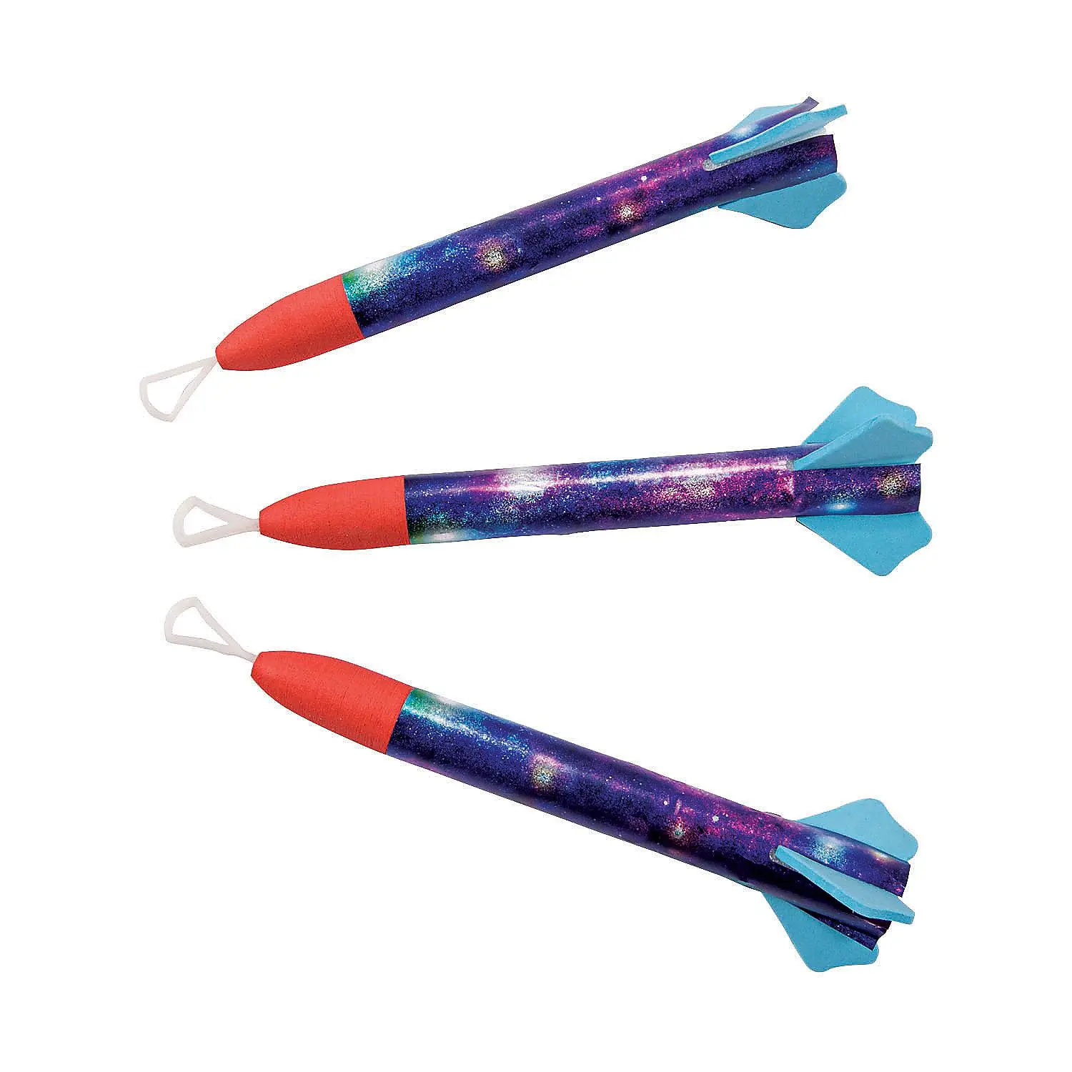 Oriental Trading Company 12-Pc Unisex Electric Remote Control Foam Body Flying Space Rocket Toy - 7.25 in, Rubber Finger Loop, Ages 4-6, Obstacles, Party Fun, Outdoor Play