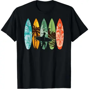 Vintage Surfboards Hawaiian Summer Graphic T-Shirt - Surfer Vacation Tee