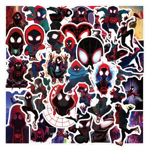 Marvel Spider-Man Cartoon Stickers 50pcs - Blue Design with Red and Blue Character for Decorative Use
