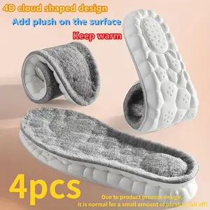 4pcs Winter Warm Plush Insoles • Soft Thicken Thermal Shoe Pad • for Women Men Sports Inserts • Snow Boots Insole