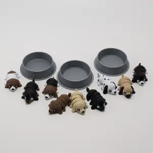 Mini Dog Figurines - Articulating Dogs - Labradors, Beagles, Dalmatians and more in Dog Bowl Display - Home Decor Gift Set