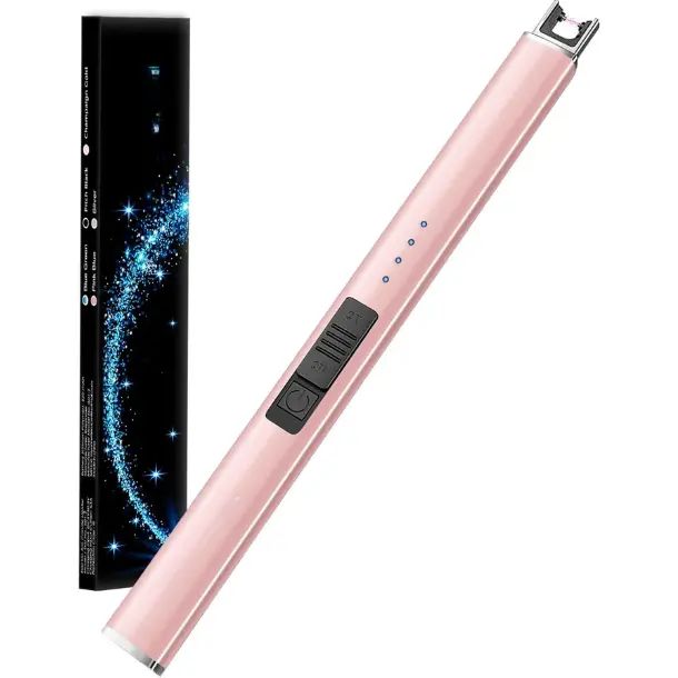 Electric Candle Lighters Rechargeable USB Lighter Arc Lighters for Candle Camping (1Pack, Rose Gold), Stainless Steel, Outdoor