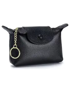 Women's Leather Coin Purse with Keychain, Small Leather Pouch with Zipper, Fashionable, Classic Money Bag for Women, Wallets Women