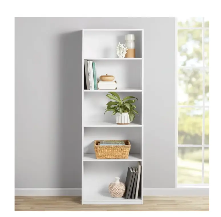 Mainstays 5-Shelf Bookcase with Adjustable Shelves, White