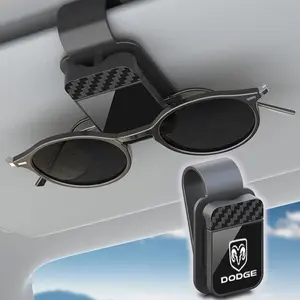 Dodge Accessories, Eyeglass Holder & Sunglasses Case, Carbon Fiber Texture Design, Stylish Storage Solution for Cars