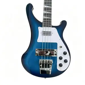Exquisite blue bass 4-string electric guitar with 22 frets, chrome hardware, and rosewood fingerboard