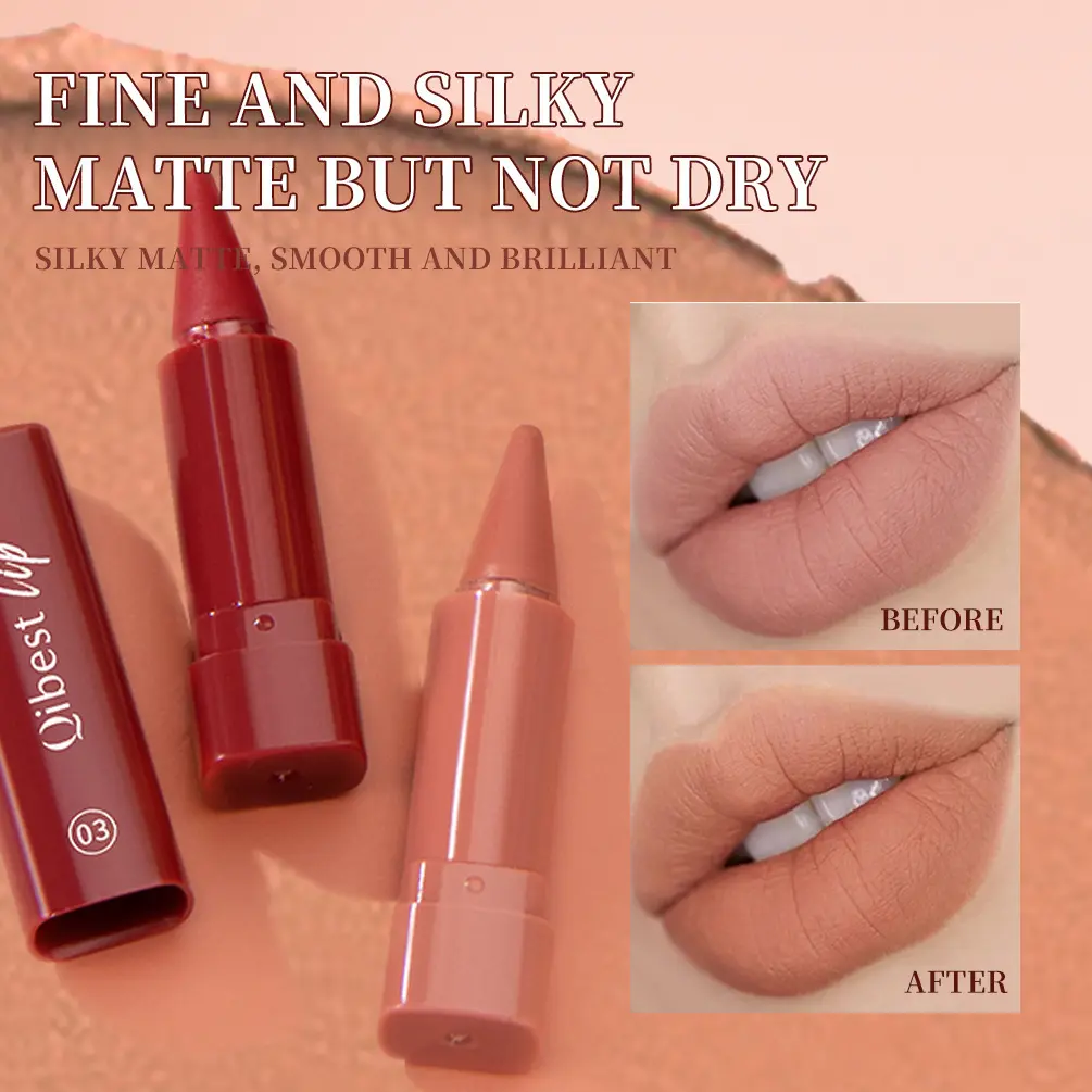 Qibest 6-Color Lipstick Set, Misty Velvet Matte Rotating Lip Crayons, Highly Pigmented & Silky Smooth, Long Lasting Waterproof Makeup for a Flawless Finish, Cosmetic, 6-Color Set, Youth, Assorted Lipstick Shades, All Skin Types