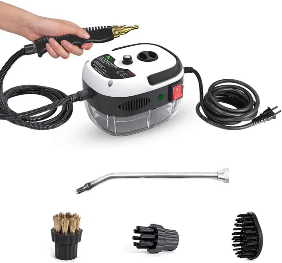 2500W Handheld Steam Cleaner High Temperature Pressurized Steam Cleaning Machine Portable Car Steamer with Brush Heads (White)