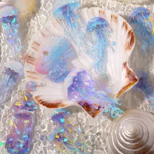 120 Pcs Transparent Sea Marine Animal Stickers for Junk Journal, Scrapbooking Supplies