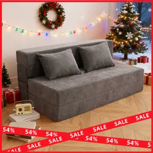 ORHOPUI Convertible Folding Sofa Bed - Gray, Ergonomic Design with Memory Foam Mattress & Pillow, Compact & Machine Washable Cover, Ideal for Living Room/Dorm/Guest/Home Office/Apartment, Multi-Functional Converter Fabric