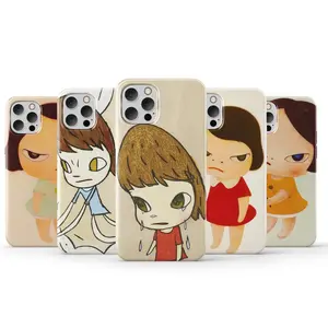 Cute Yoshitomo Nara Japanese Art Style Phone Case-Inspired Cartoon Girl Cover for iPhone 17/16/15/14/13/12/11/X/7/8/6 Plus Shockproof Protector Shockproof Cellphone Funny Stickers