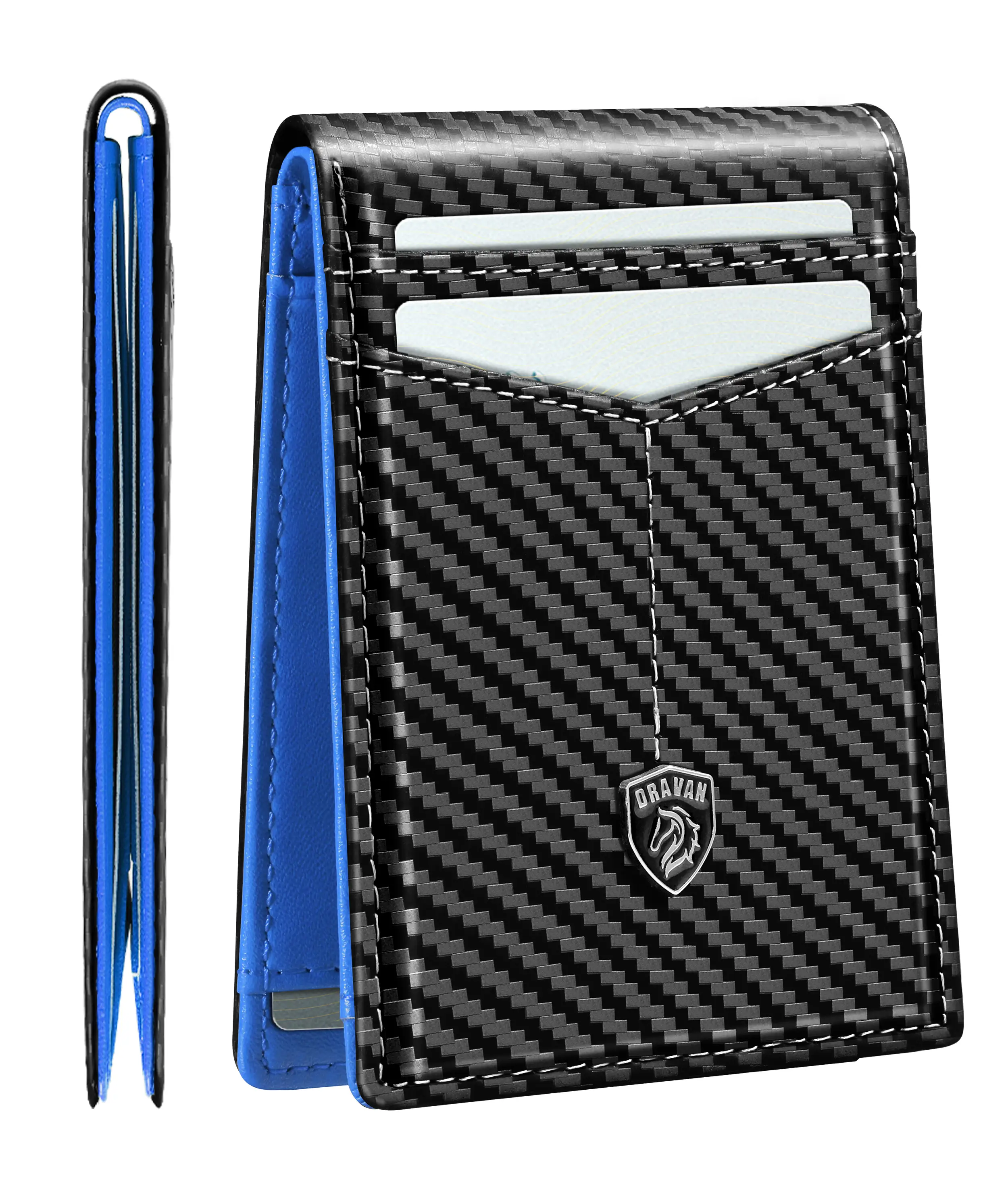 VTLASK Minimalist Wallet for Men Slim Rfid Blocking Credit Card Holder Front Pocket Mens Wallet with 11 Slots Carbon Fiber Thin Money Clip with Gift B