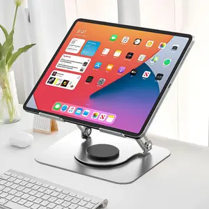 Adjustable computer stand, 360 degree rotating base, ergonomic foldable laptop lifter, suitable for desktop compatible with laptops