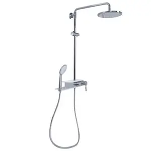 Clihome Shower panel Silver Dual Head Waterfall Shower Panel System with 2-way Diverter Valve