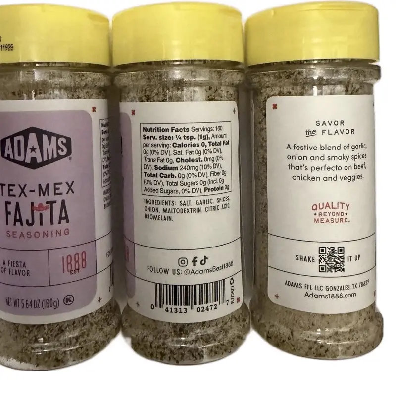Adams Tex Mex Fajita Seasoning.  3 Pack. Chicken, Beef Or Veggies. Spicy Ramen All Purpose