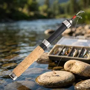 Portable Three-Section Ice Fishing Rod, Adjustable Length 25-60cm, Winter Ice Fishing Shrimp Jigging Design, Anti-Slip Grip High Sensitivity, Ice Surface Fishing, Foldable Lightweight Durable, Ice Fly Fishing Pole Winter Shrimp Ice Fishing Rod