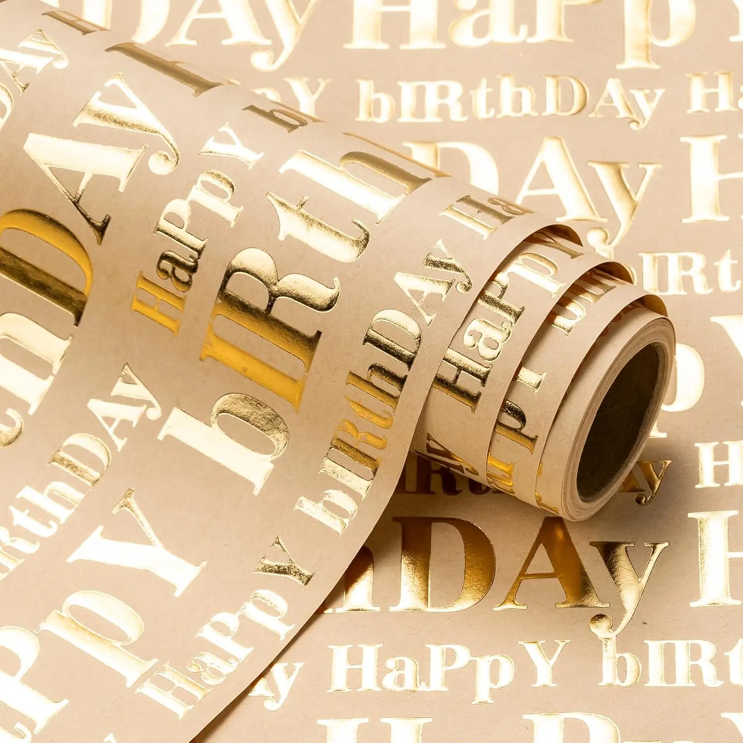 WRAPAHOLIC Birthday Wrapping Paper Collection - Funny Animal, Blue Gold Foil, Money Design, 3D Embossed Gift Wrap (Wrappingpaper with Length Variants) for Kids, Party Celebrations, Available in 9.8 ft or 16.5 ft, Gift Wrapped