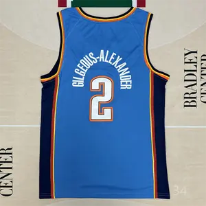Shai Gilgeous-Alexander Men's Sleeveless stitched Basketball Jersey Blue