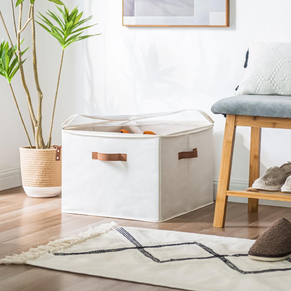 StorageWorks Foldable Shoe Organizer for Closet with Adjustable Dividers Fabric Container Stackable Bins for Boots Sneakers Fits 16 Pairs 17x17x12.5 Inches