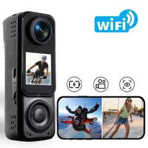 Dual Lens Action Camera 2K 360 Panoramic with WiFi – 8X Zoom Front & Rear UHD Recording, Loop Video, Rechargeable Camcorder with 1.5-Inch Screen, Waterproof Sports Camera for Motorcycle Helmet