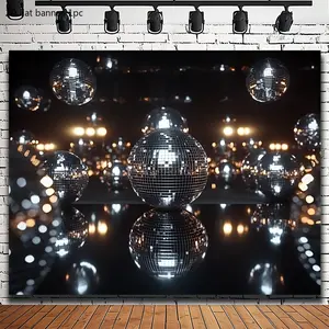 A polyester fiber disco ball party backdrop, birthday celebration wall decoration, photography background matching hanging decoration, family banner decoration for festive occasions wwx