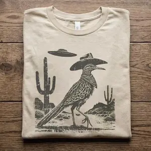 Comfort Colors Roadrunner UFO Western T-shirt, Sci-Fi Western Graphic Tee, Unisex Gift