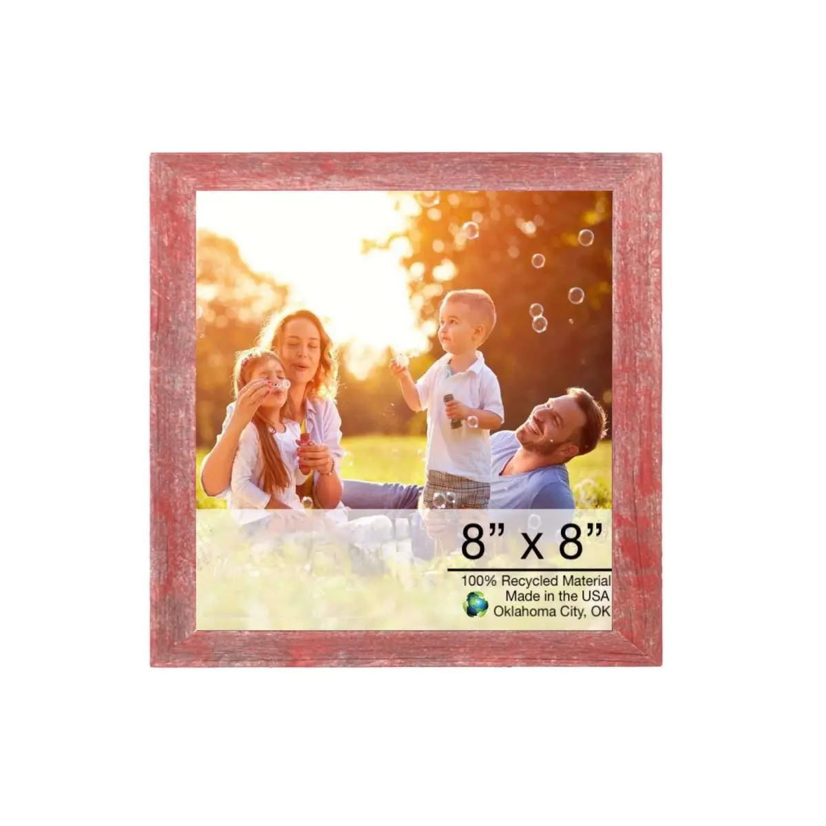 8x8 in Square Espresso Brown Rustic Farmhouse Wooden Photo Frame with 360 Stand, Handmade-Look Home Decor Accessory for Room, Home Office Use