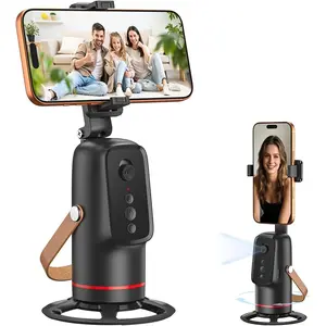 Auto Face Tracking Phone Tripod with Gesture & Remote Control, 360 °   Rotating Phone Camera Stand for Hands-Free Vlogging,Live,YouTube Video Recording,No App