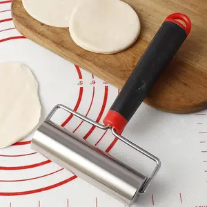 1pc, Pastry Roller (19.05cmx11.43cmx3.2cm), T Shaped Pizza Roller, 201 Stainless Steel Rolling Pin, Dough Baker Roller, Baking Tools, Kitchen Gadgets, Kitchen Accessories, Home Kitchen Items