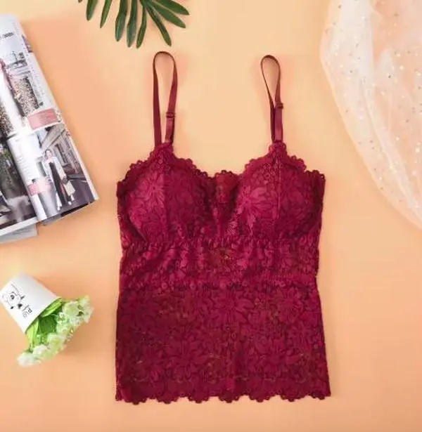 Elegant Floral Lace Wireless Bralette – Padded, Comfortable, & Sexy Camisole Style