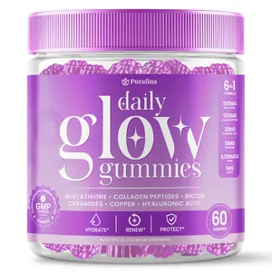 Daily Glow Gummies with Copper Peptides, Collagen Peptides, Biotin, Glutathione, Hyaluronic Acid, Ceramides, Zinc, Vitamin C - Hair Skin and Nails Supplement - Skin Gummies  (60 Gummies)
