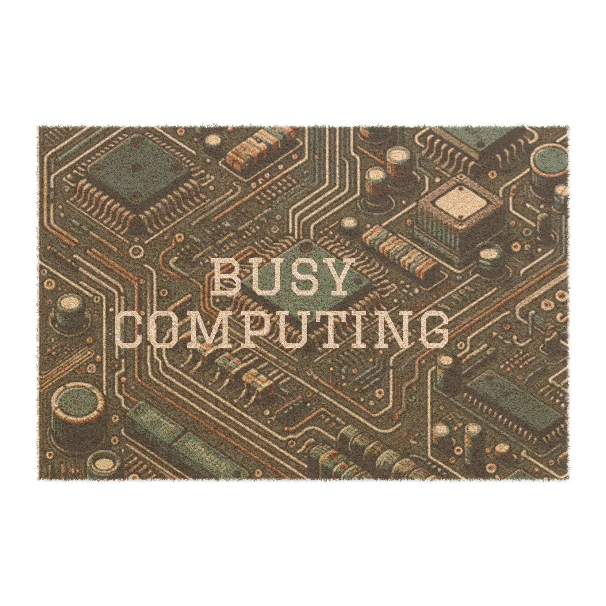 Printify Busy Computing Door Mat – Coir Fiber | Outdoor Use