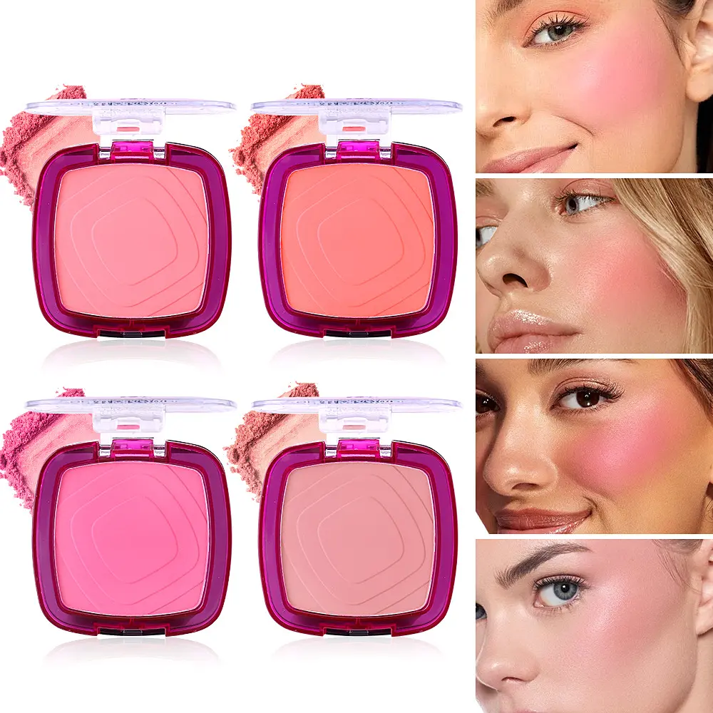 Single Color Blush, Four Natural Shades Matte Powder Blusher, Beauty Cosmetics, Long-Lasting No Smudge, Daily Makeup Essential, Travel Must-Have, Cosmetics Products