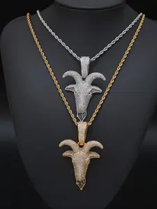 1 piece of vintage demon goat head pendant necklace, sparkling diamonds, frozen Miami Cuban chain, iced out jewelry, unisex punk party holiday jewelry gift suitable for couples, parties, and gifts - a multifunctional accessory for casual decoration