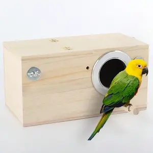 parakeet nest box bird house wood breeding box parrot mating box, hamster nest, suitable for lovebirds, cockatoos, budgies, finches, canaries and medium-sized birds