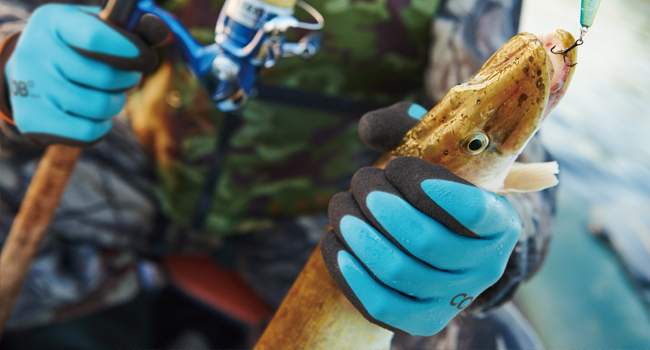 COOLJOB 2/6 Pairs Waterproof Gardening Work Gloves with grip, Double Rubber Coated (Blue)