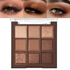 USA Brand Neutral Brown Eye Shadow Palette - Rose Gold Dark Brown Eyeshadow Palette with 9 Colors Matte & Shimmer High Pigmentation Long Lasting Makeup Natural Look