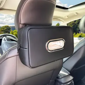 Car Tissue Holder Premium PU Leather Tissues Box Cover Backseat Rectangular Napkin Holder for Car Car Storage Organizer