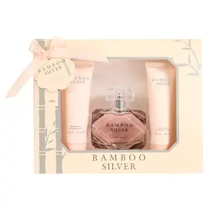 EBC Bamboo Silver Eau De Parfum 100ml/3.4fl.oz Spray Perfume, Shower Gel and Body Lotion Gift Set for Women 90ml