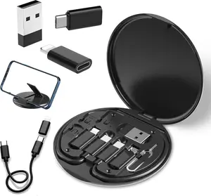 USB to USB-C Adapter, USB C Charging Cable Adapter Kit Contains Multiple OTG Adapters for USB Type C/USB A/USB C Male Cable/Micro USB, Equipped with SIM Extractor/SIM Slot/Phone Holder (Black)