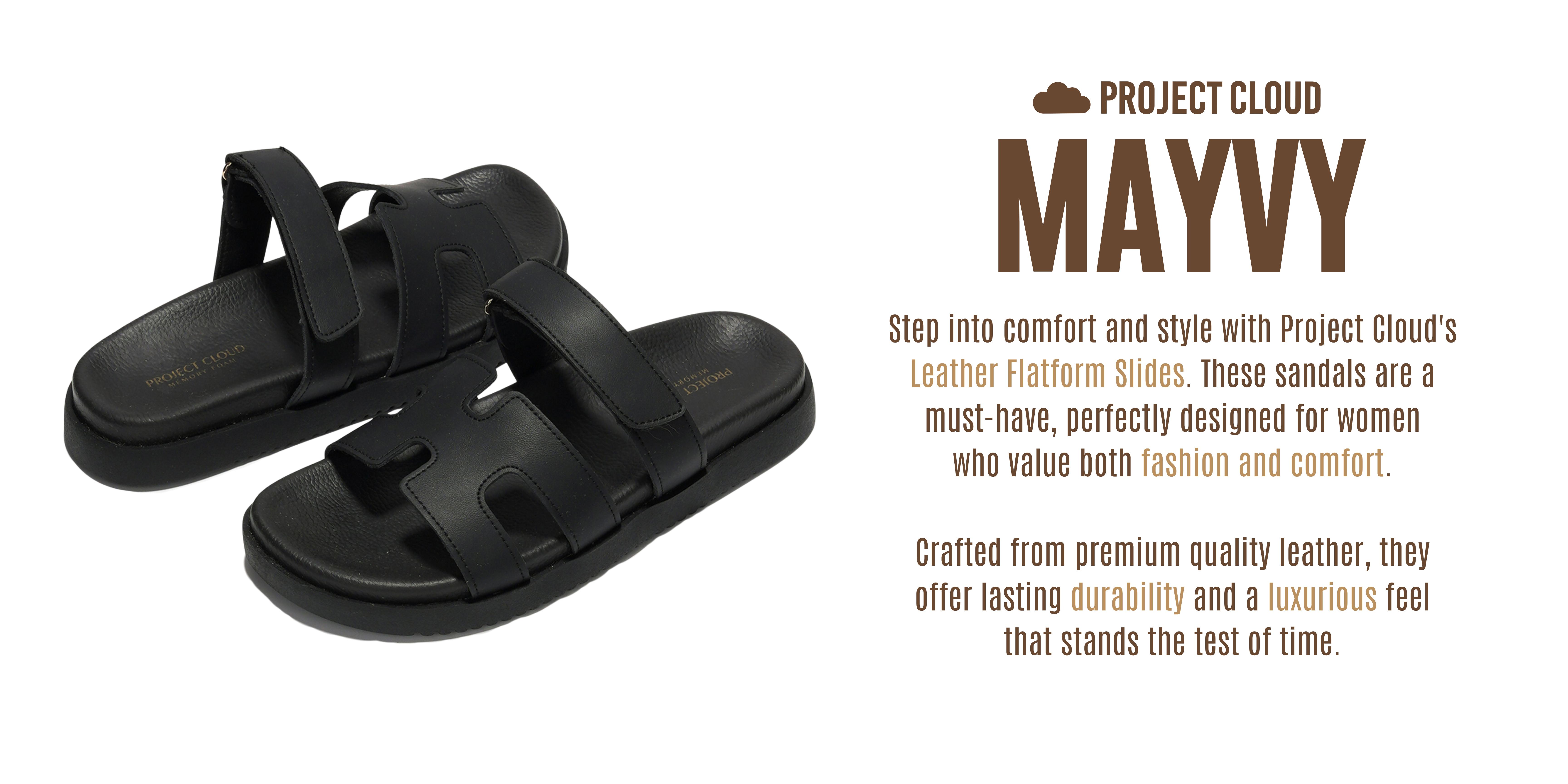 Project Cloud Women's | 100% Genuine Leather Women's Sandals | Plush Soft Insole | Lightweight | Non-Slip - Mayvy