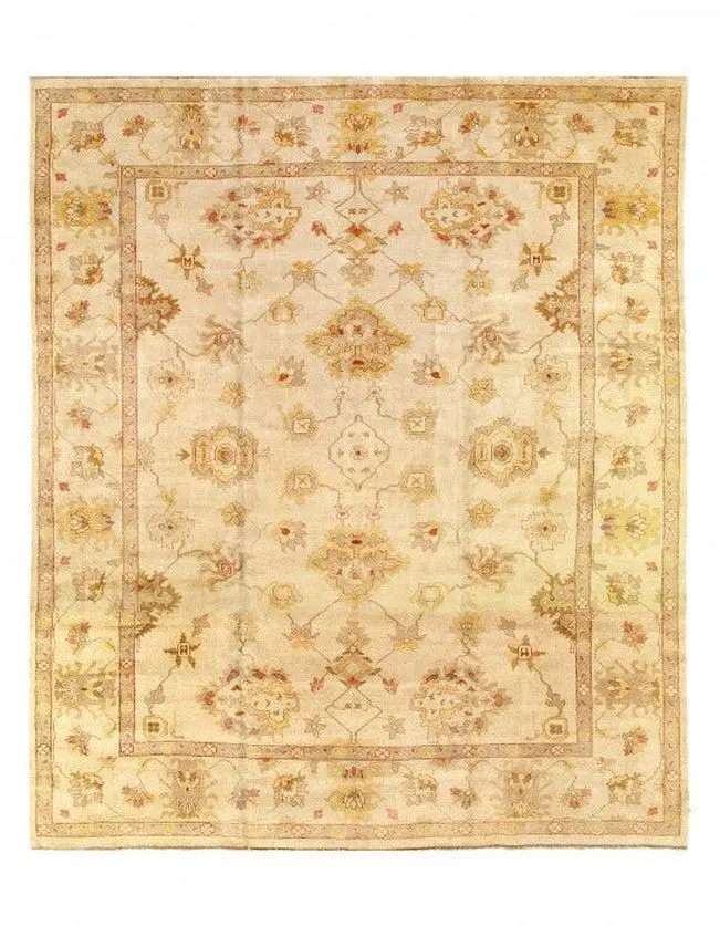 Canvello Ivory Fine Hand Knotted Oushak Rug 12' X 14'