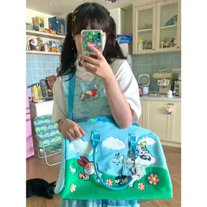 Large Capaci Plu Handbag Cartoon Animation Youthful Sle Soft Rabbit Fur Material Zipper Closure Casual Leisure Handbag