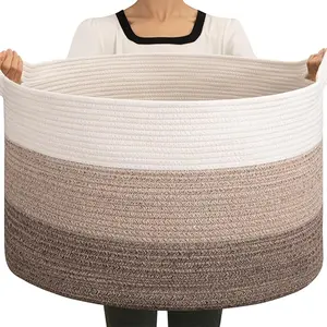 Large Cotton Thread Woven Storage Basket 87 Liters, 23inch X 13inch , with Handle