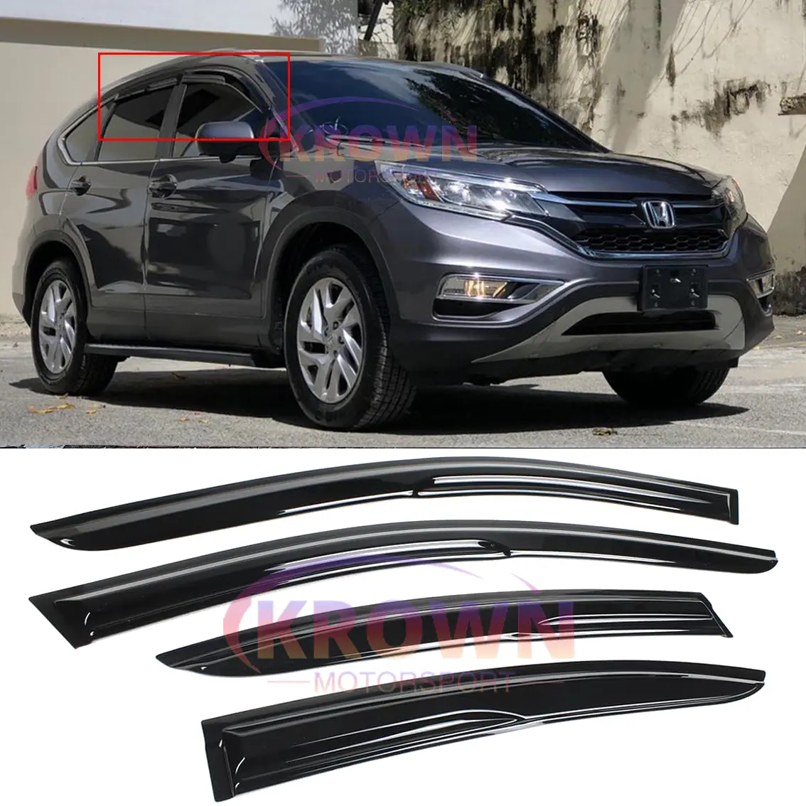 FOR 2012-2016 HONDA CRV CR-V JDM MUGEN STYLE WINDOW VISOR DEFLECTOR RAIN GUARDS
