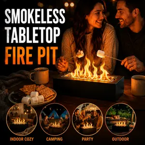 Smokeless Tabletop Fire Pit for Indoor & Outdoor Use | Portable Mini Fireplace for S’mores & Home Decor
