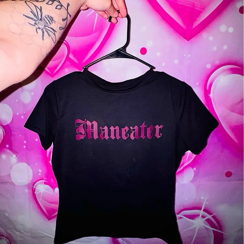 Women's Cropped Maneater T-Shirt, Womenswear Casual Top